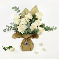 Thumbnail for White Roses Bouquet with Evil eye