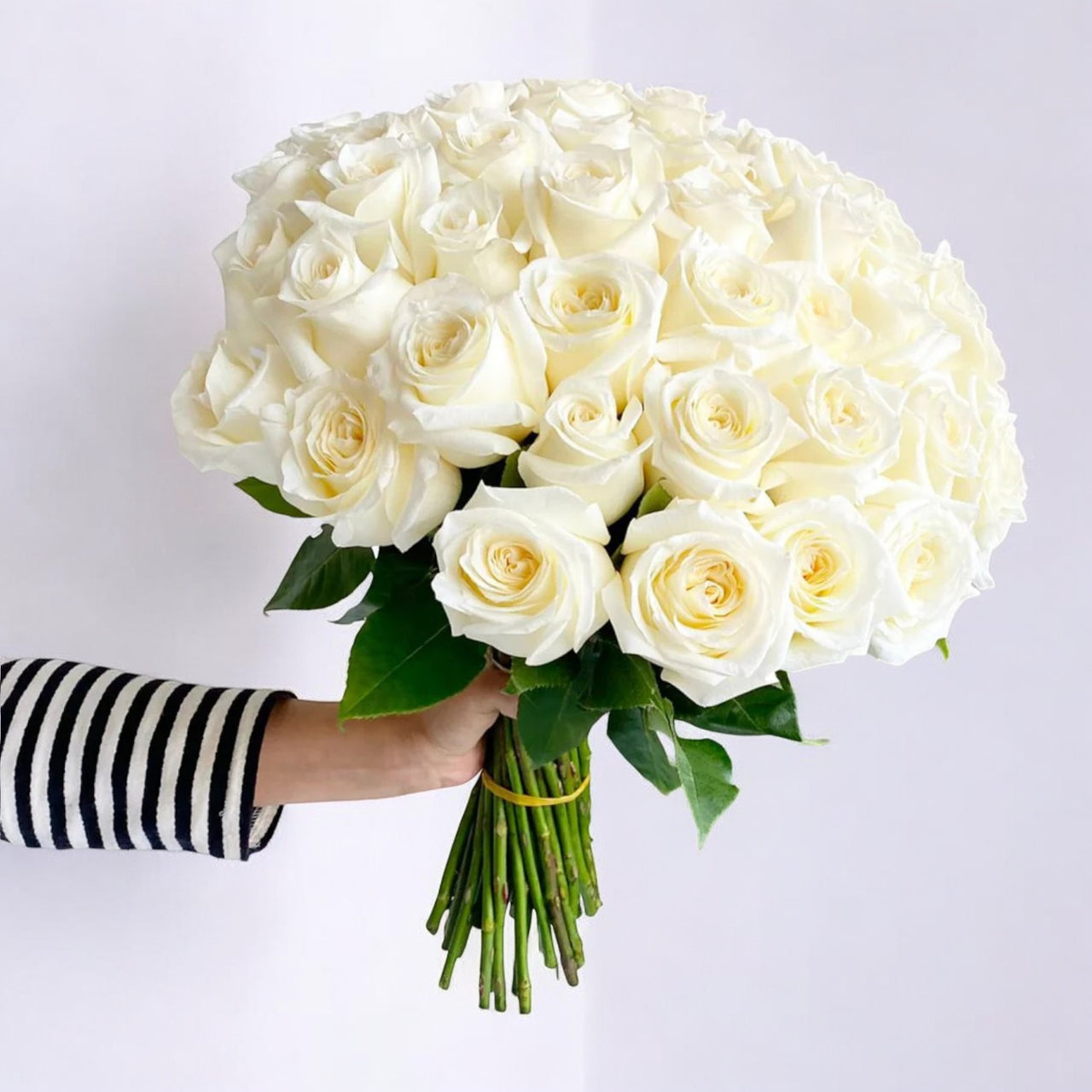 Champagne White Roses Bouquet