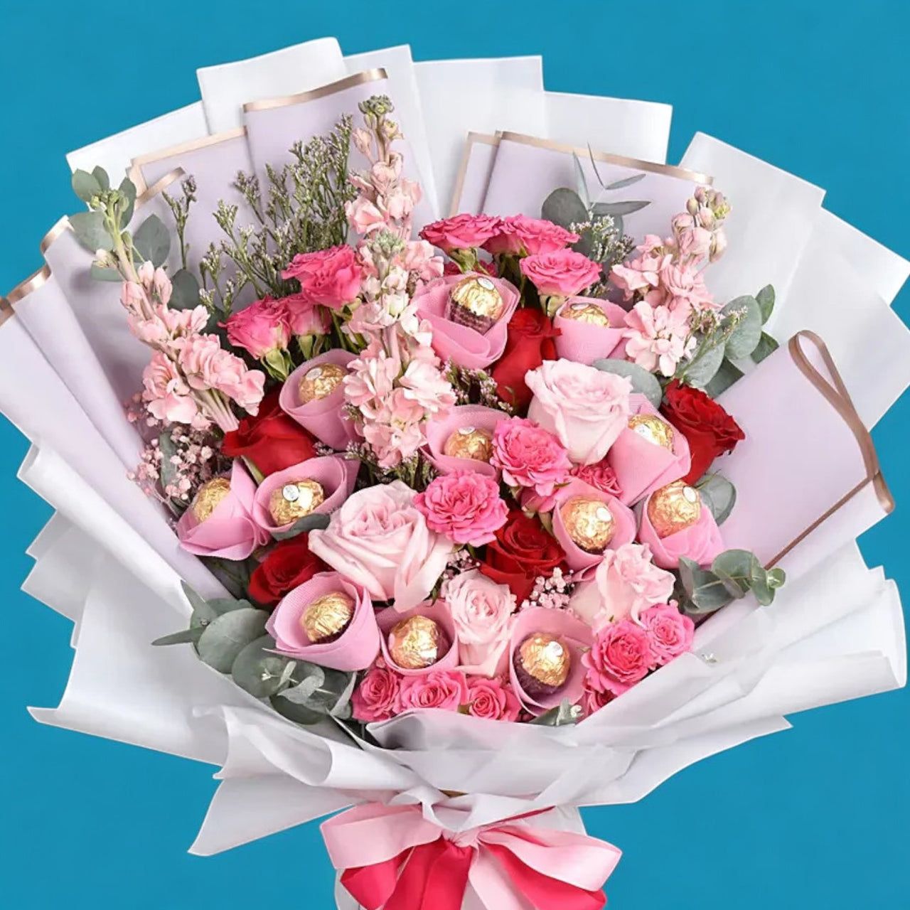 Pink Petals and Chocolates Bouquet