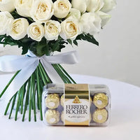 Thumbnail for White Roses Bunch and Ferrero Rocher